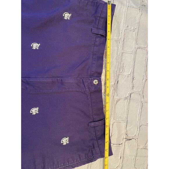 Mens Purple Bulldog Shorts 42 Washed Stoned & Beaten Embroidered 7” Inseam A357 - Picture 6 of 10